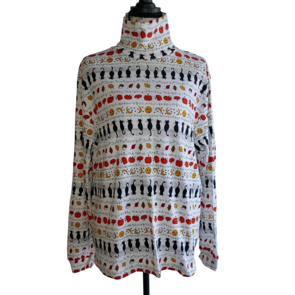 Basic Editions Fall Halloween Pumpkins Leaves Cat… - image 1